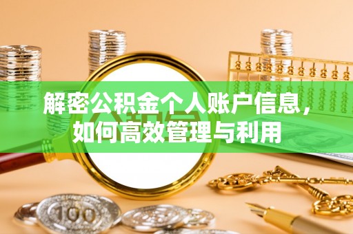 逊克解密公积金个人账户信息，如何高效管理与利用